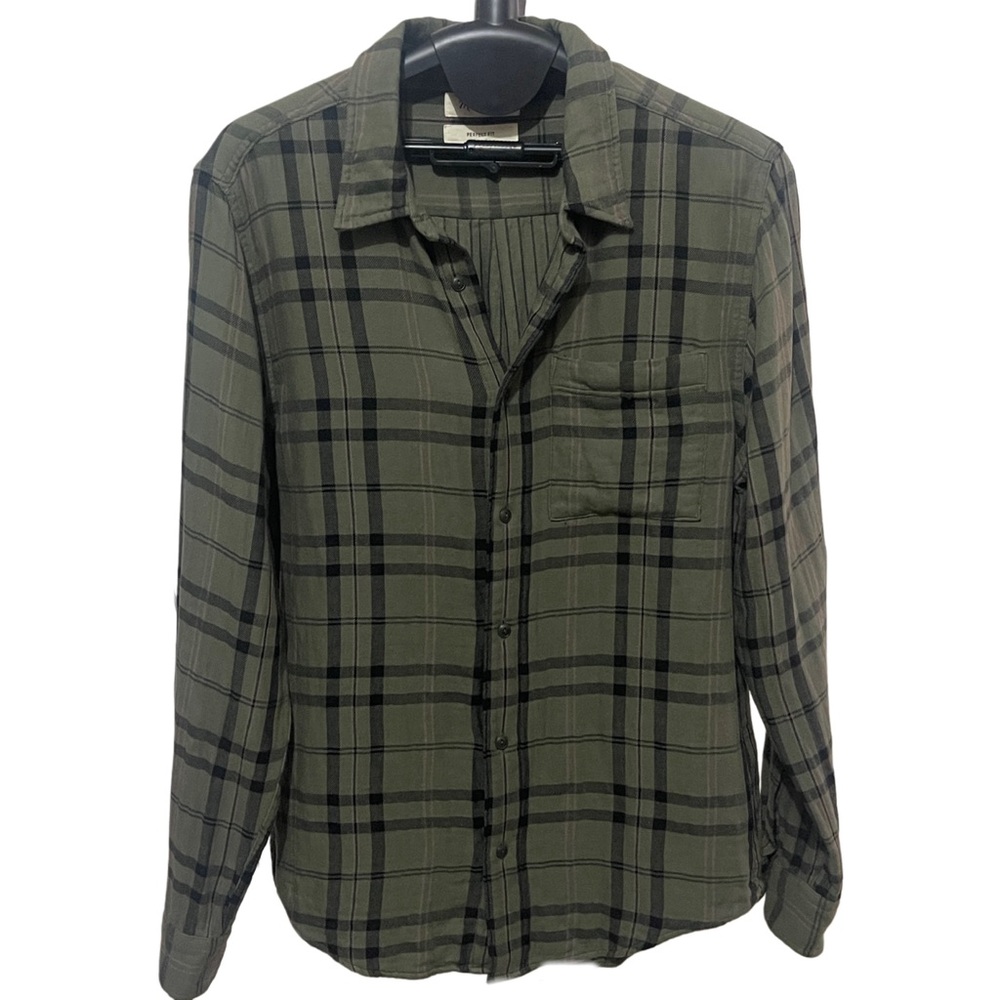 Madewell Women’s Perfect Fit Green Boyfriend Flannel Shirt Medium